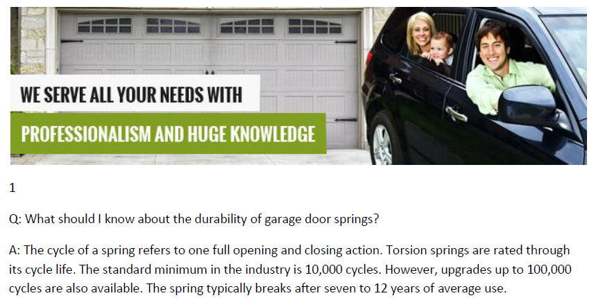 FAQs on Garage Door Springs - Garage Door Repair Westwind Houston